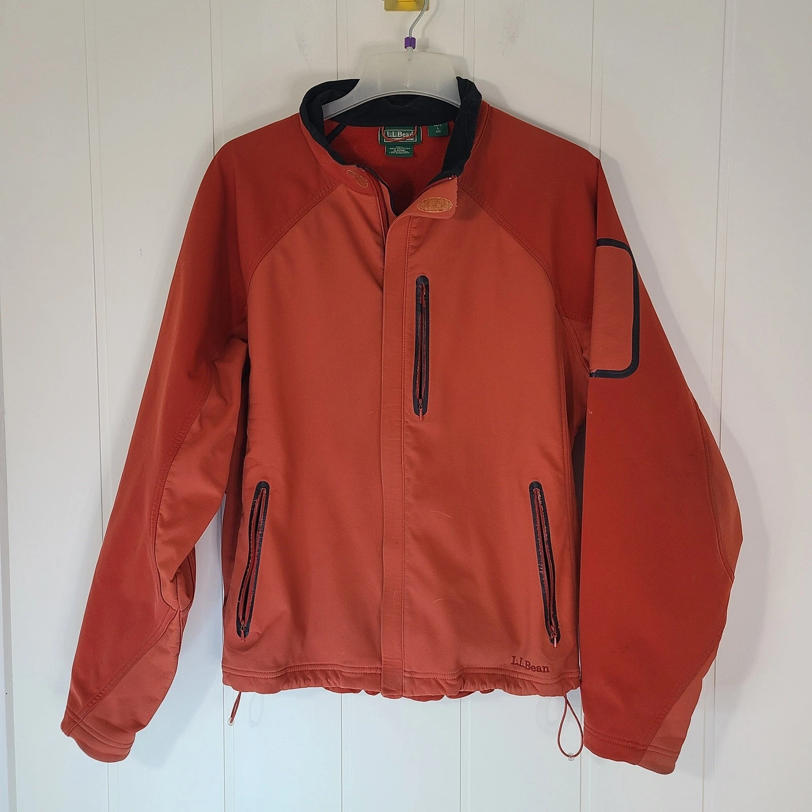 L.L.Bean Men's Orange full-zip softshell jacket Size Large Outdoor Sports