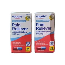 2 Equate Extra Strength Pain Reliever Acetaminophen 500mg 24ct Gelcaps Exp 2027+
