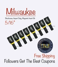 8 Pack Milwaukee SHOCKWAVE Impact Duty Insert Magnetic Nut Driver 5/16"
