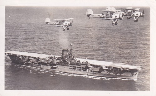 Wartime WWII RCAF Aeroplane Photo BRITISH HMS ARK ROYAL AIRCRAFT CARRIER 448