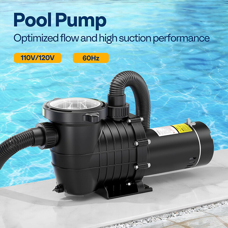 2.0 HP 6498 GPH Self Primming In/Above Ground Swimming Pool Pump & ON ...