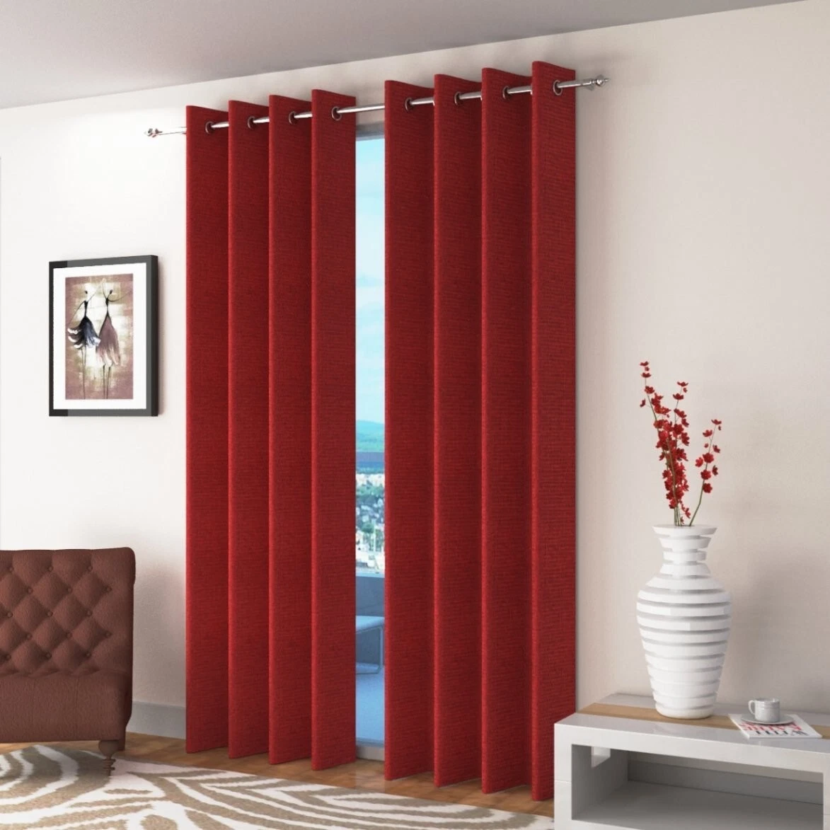 Paquete De 2 Piezas Yute Cortinas para Puerta 2.1m Largo con Ojal Anillo Rojo
Opens in a new window