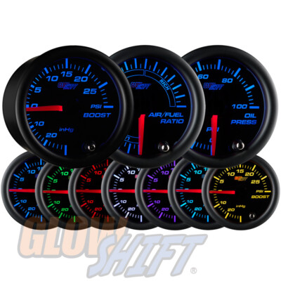 #ad #ad GlowShift 52mm Black 7 Color Boost amp; Oil Pressure amp; Air Fuel Ratio 3 Gauge Set $214.99