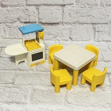 Little Tikes Dollhouse Furniture Kitchen Oven Table 4 Chairs Vintage
