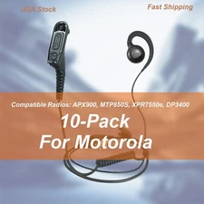 10xSwivel Earpiece w/ PTT Mic for Motorola Radios APX900, MTP850, XPR7550e, 7580