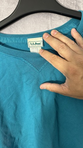 Maglione girocollo uomo LL Bean cotone taglia XL blu turchese alto pesante - Foto 6 di 12