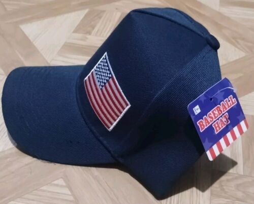 American Flag Baseball Cap Adult One Size Fits All Navy Blue Brand New - Picture 3 of 5