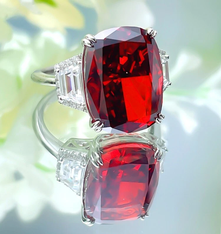 12ct Lab Grown Ruby Diamond Ring, 18K Gold Plated Classic Solitaire, Exquisite - Image 2 of 4
