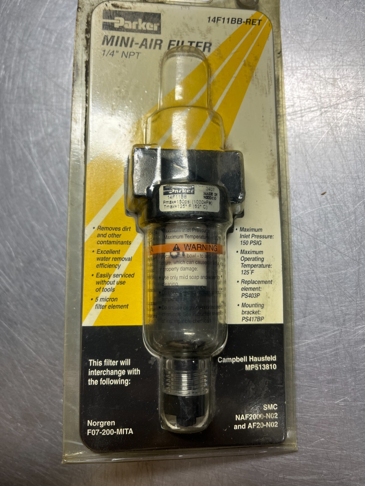 Parker 14F11BB RET Mini Air Filter 5 Micron 1/4
