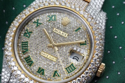 Rolex Datejust 41 mm Gold & Stainless Steel Fully Iced Out Watch Pave Dial