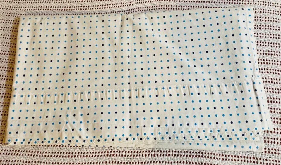 SÁBANA PLANA COMPLETA RALPH LAUREN LUNARES AZULES (1) 100% ALGODÓN 82" X 92" Foto 3 de 4