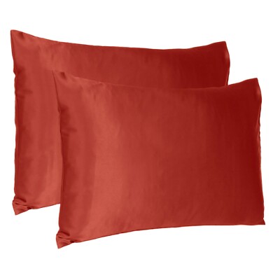 2 Pcs Premium Satin Bed Pillow Case Covers Soft Pillowcases Standard Queen King