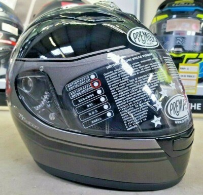 Premier Anniversary Style TT9 Vollgesichts-Motorradhelm Schwarz Grau