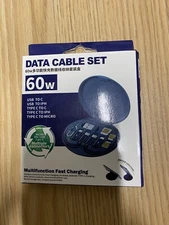 60W Fast Charging Cable Type-C USB Phone Data Cable Set Storage Box with Pin