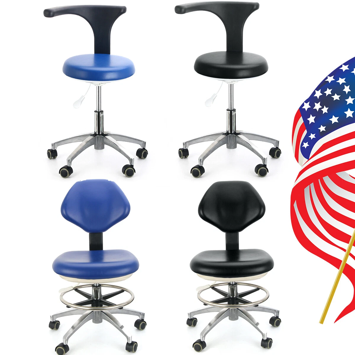 Hydraulic Adjustable Rolling Chair Medical Doctor Dental Massage Salon stool
