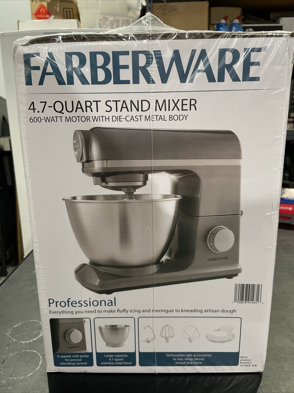 farberware 6 speed 4.7 quart gun metal professional stand mixer
