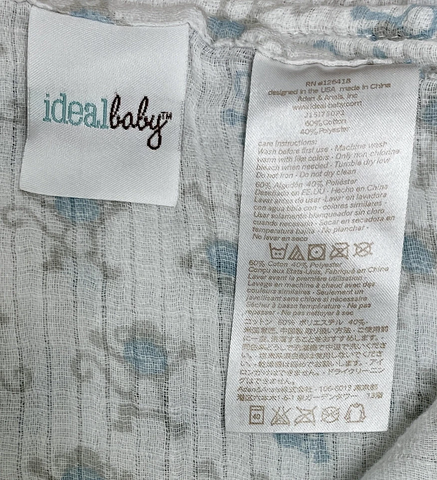 Ideal Baby by Aden + Anais Manta Envoltura Blanco Azul Gris Mono Foto 4 de 4