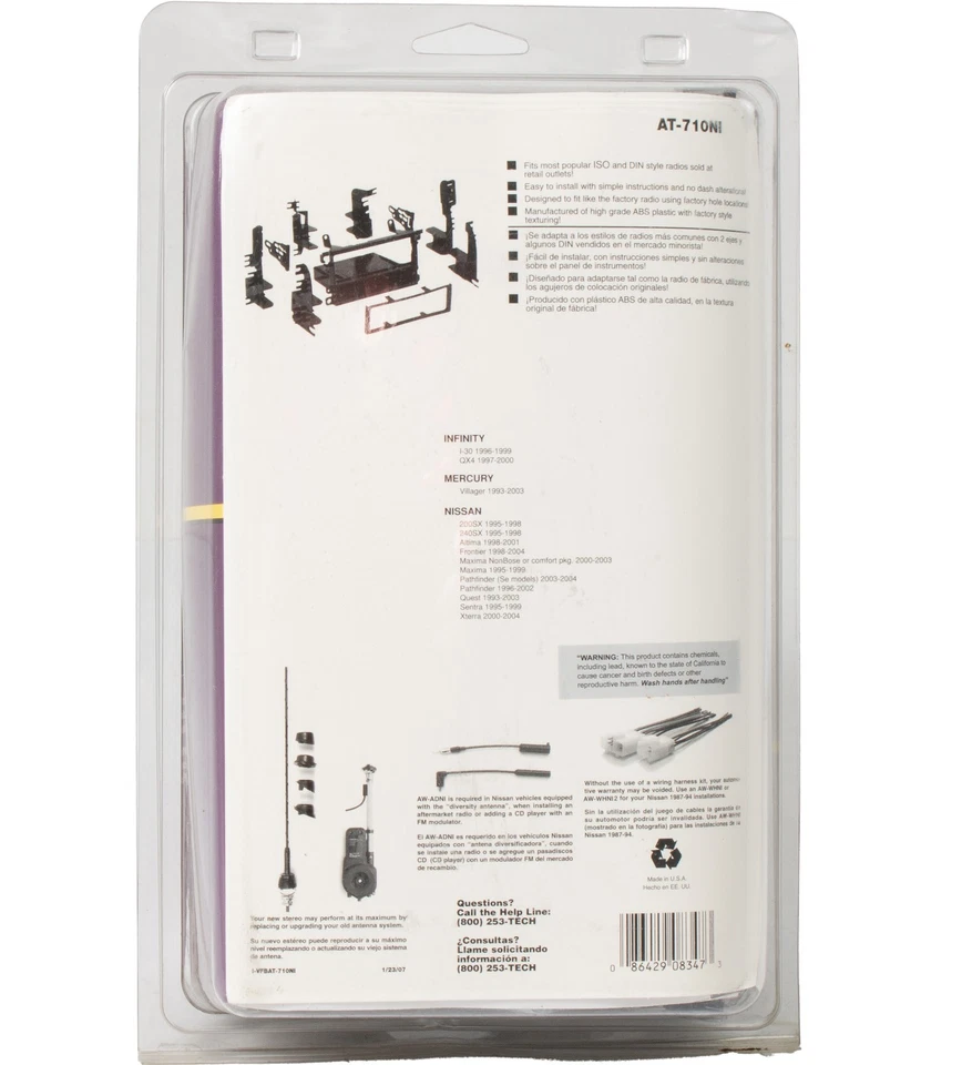 Metra AutoWorks Car Stereo Installation Kit Fits 1993-2003 Nissan Quest AT-710NI Foto 3 de 4
