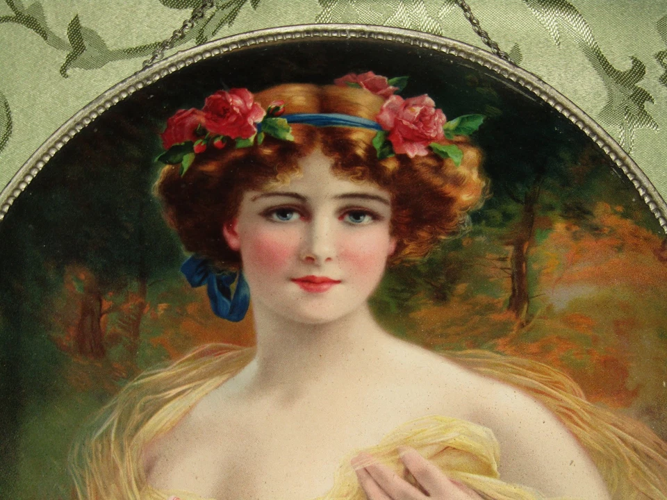 Antigua cubierta victoriana de 9 1/2" *El halo* ¡HERMOSA Alemania! Foto 2 de 4