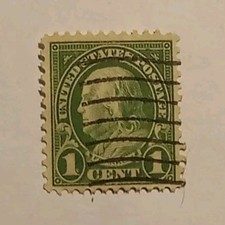 United States 1 Cent Green Historical Figures Used Stamp Handstamped