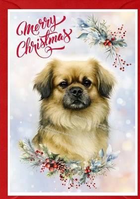 Tibetischer Spaniel Hund A6 (4'' x 6'') Weihnachtskarte - innen leer