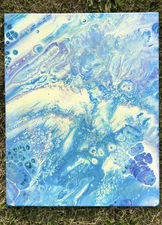 Blue Acrylic Fluid Art Painting