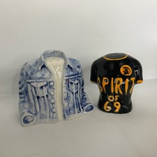 Spirit of 69 skinhead t shirt and denim jacket  salt and pepper shaker set.