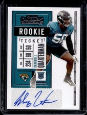 2020 Panini Contenders Shaquille Quarterman Auto RC Rookie Ticket #256 Jaguars