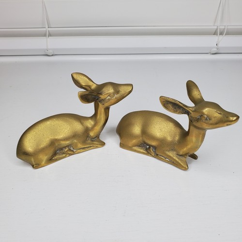Pair of 2 Vintage Solid Brass Deer Set - Picture 24 of 24