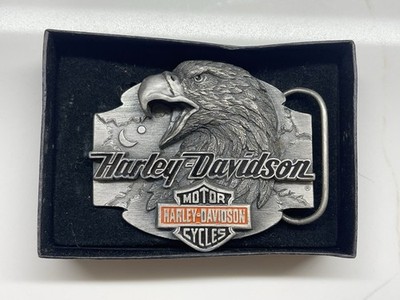 1992 Harley Davidson Belt Buckle Screaming Eagle With Logo Vintage Trees Moon