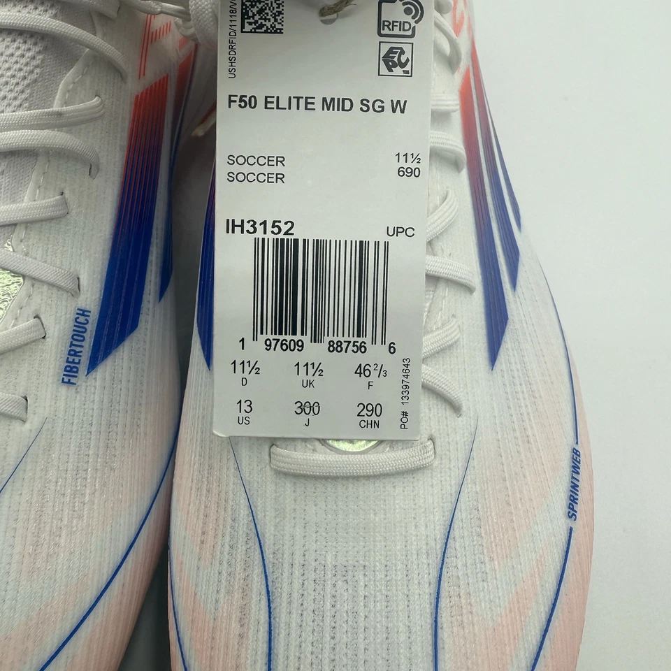 Adidas F50 Elite Mid SG Soccer Cleats White ADV Pack IH3152 Women’s 13 Men’s 12 - Image 4 of 4