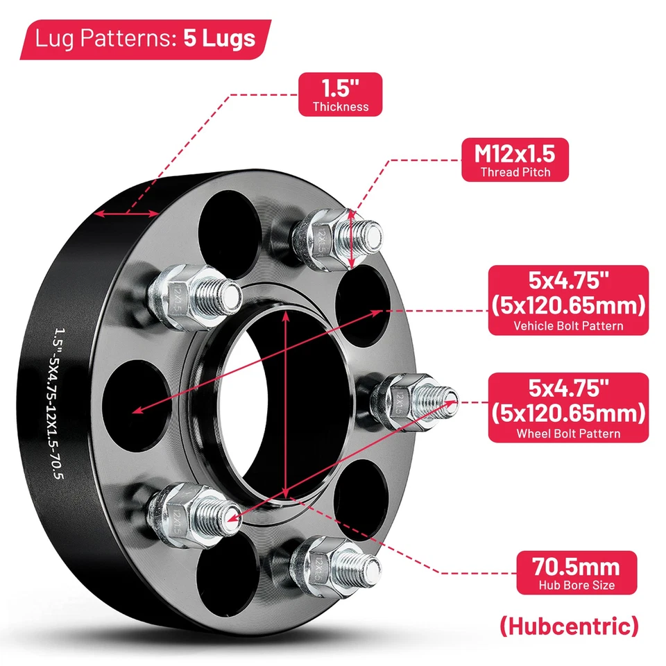 4 piezas espaciadores de rueda centrados en el cubo de 1,5 pulgadas 5x4,75 para Chevrolet S10 Blazer 1983-1994 Foto 2 de 4