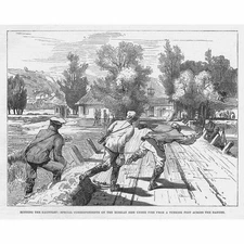 RUSSO TURKISH WAR Running the Gauntlet of Turkish Fire Print 1877