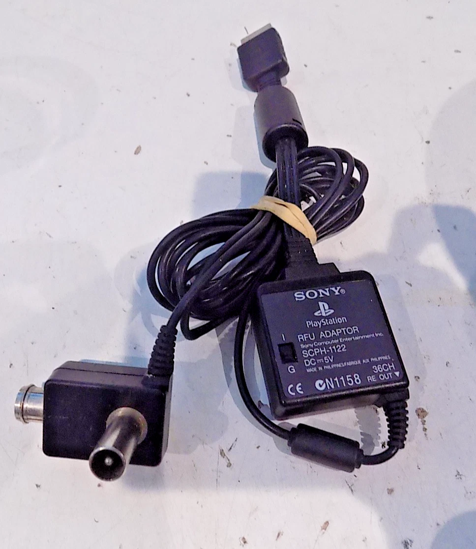 Cable AV Original Sony PlayStation 1 PS1 SCPH-1122 Negro Genuino Funcionando