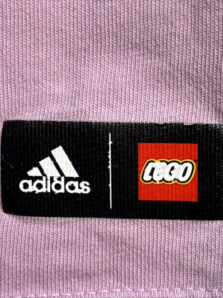 Adidas X Lego Girls Graphic Organic Cotton T-shirt 4T Lilac Short Sleeve Crew - Image 4 of 4