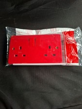 MK Logic Plus 13A DP 2 Gang Switched Socket Red