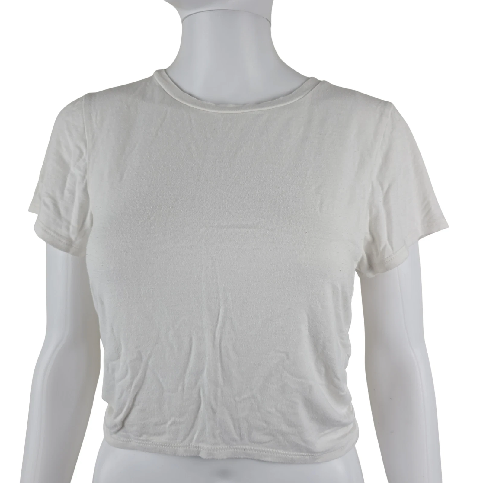 Antistar White Ruched Tee Size L Womens Stretch Top Basic T Shirt Soft