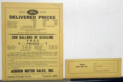 #ad 1938 Ford Delivered Prices Contest Entry 300 Gallons Of Gasoline $15.00