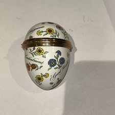 Large Halcyon Days Bilston & Battersea Enamels Egg Shaped Trinket Box Kind Words
