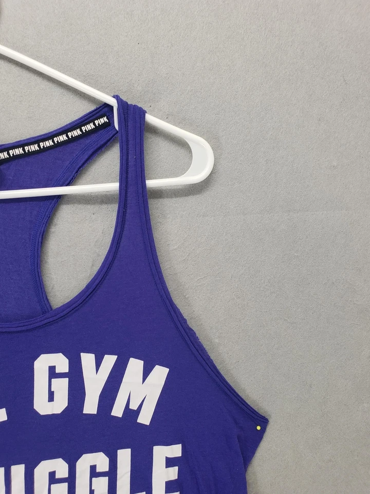 Camiseta sin mangas Victoria's Secret ROSA para mujer mediana púrpura gimnasio entrenamiento espalda corredora Foto 3 de 4