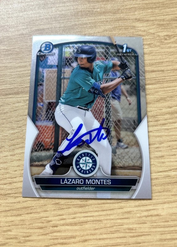  Lazaro Montes 2023 Bowman Chrome AUTO IP SIGNED MARINERS 1ST ROOKIE #58 QTY