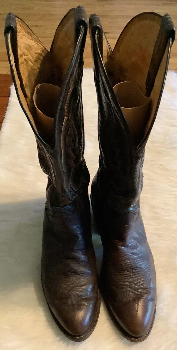 Tony lama brown and black Leather Western cowboy boots 6919 8.5D