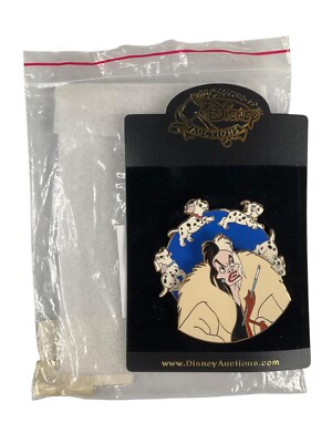 Disney Auctions Cruella De Vil Spinner LE 500 Disney Pin BAGGED w/PIN TAG #50