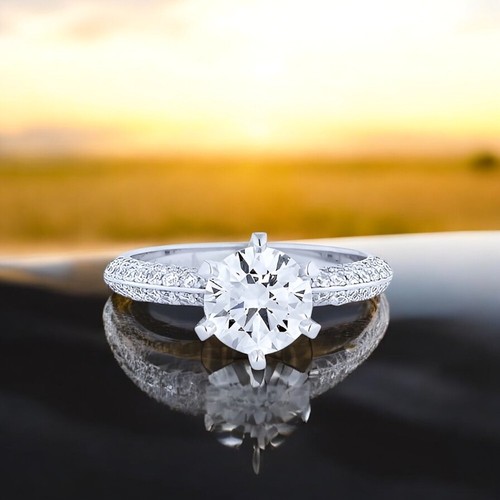 IGI Certified Lab Grown Platinum PT950 Round Cut Diamond Ring 1.50 Ct Wedding
