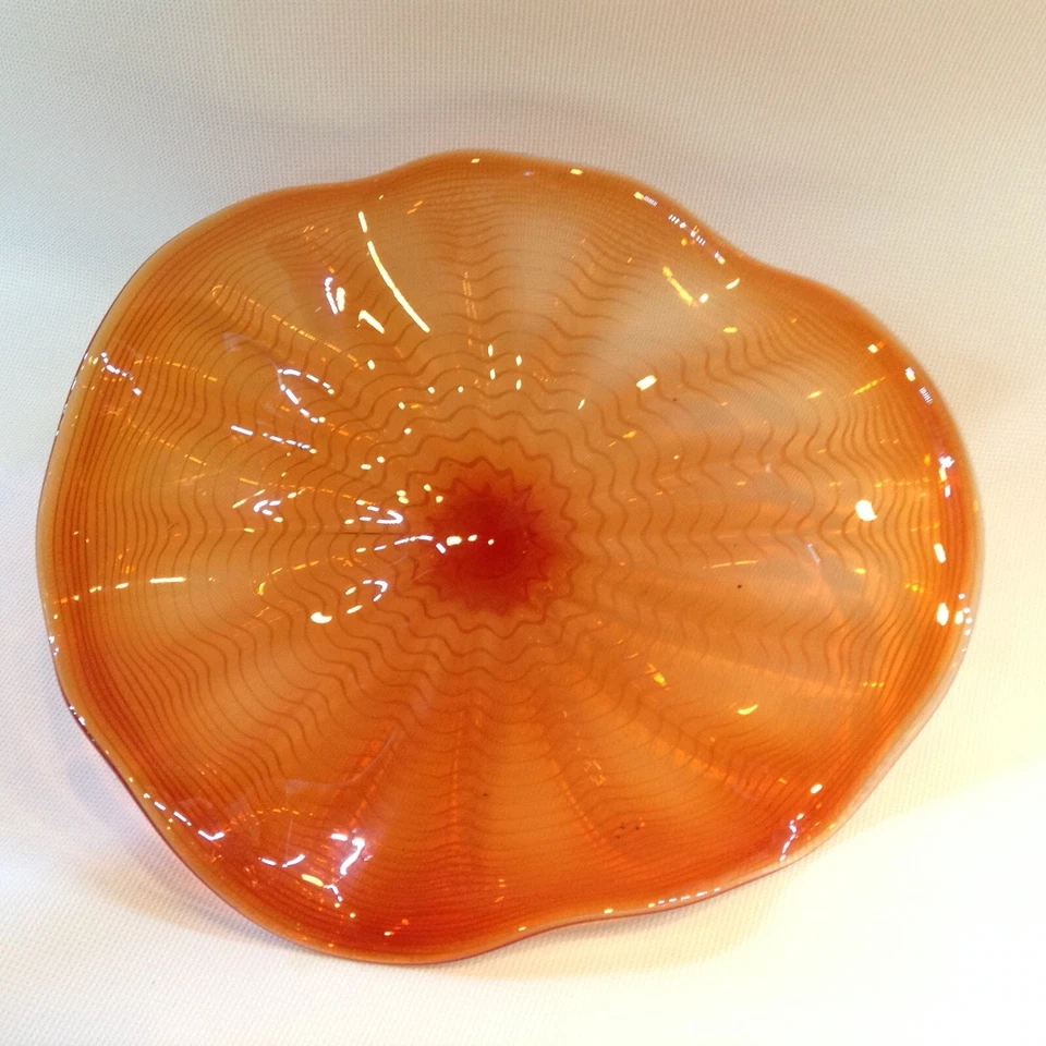 1Шт муранского стекла подвесная пластина круглый оранжевый настенный декор ручной работы блюдо D12" - Изображение 2 из 4