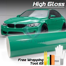 High Gloss Retro Green Car Vinyl Wrap Sticker Decal Sheet Film DIY Air Release