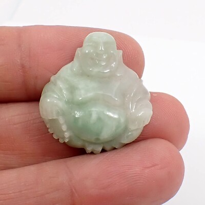 26x24 mm White-Green Jade Natural Aus Chrysoprase Lucky Happy Buddha Pendant