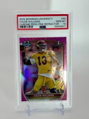 2022 Bowman U - CALEB WILLIAMS 1st Chrome Prosect - Pink Refractor - PSA 10💎