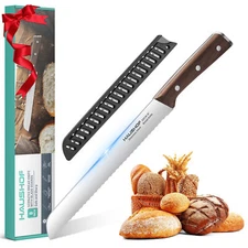 HAUSHOF Bread Knife w/Sheath 8''Serrated 5Cr15Mov Premium Stainless Steel