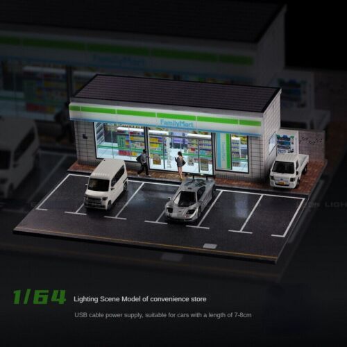 1:64 Diorama Parkplatz Modell LED Beleuchtung Stadt Garagen Szene Vitrinenmodell - Bild 63 von 72